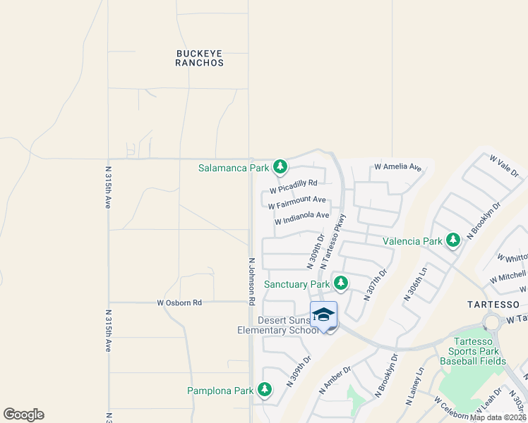 map of restaurants, bars, coffee shops, grocery stores, and more near 31083 West Fairmount Avenue in Buckeye