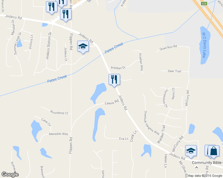 map of restaurants, bars, coffee shops, grocery stores, and more near 1533 Jodeco Road in Stockbridge