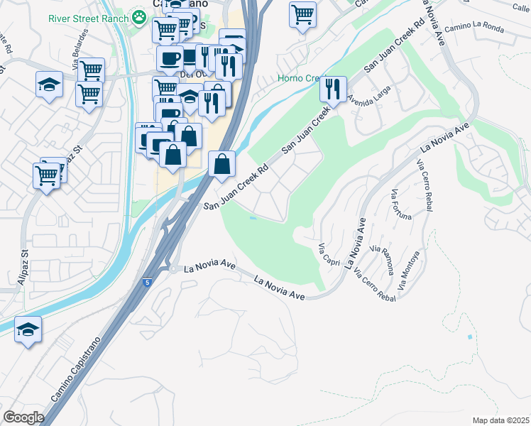 map of restaurants, bars, coffee shops, grocery stores, and more near 27101 Capote De Paseo in San Juan Capistrano