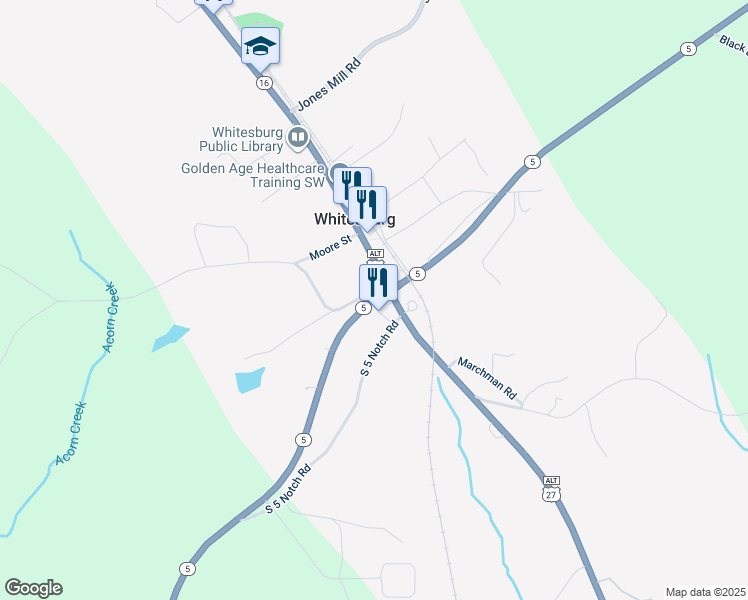 map of restaurants, bars, coffee shops, grocery stores, and more near 0 Georgia 5 in Whitesburg