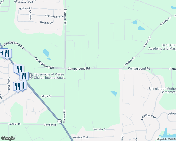 map of restaurants, bars, coffee shops, grocery stores, and more near 193 Palmer Road in McDonough