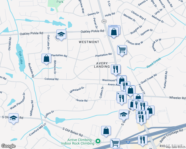 map of restaurants, bars, coffee shops, grocery stores, and more near 348 Deerwood Court in Augusta