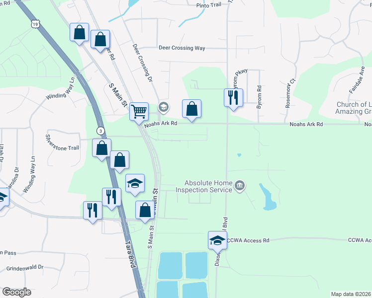 map of restaurants, bars, coffee shops, grocery stores, and more near 1655 Noahs Ark Road in Jonesboro