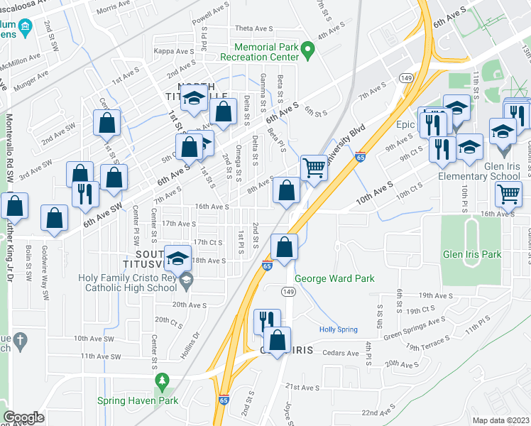 map of restaurants, bars, coffee shops, grocery stores, and more near 207 16th Avenue South in Birmingham