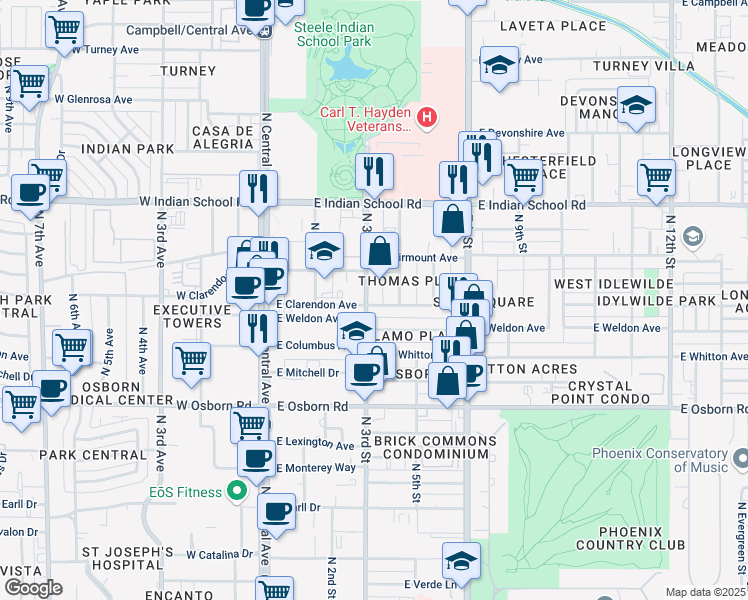 map of restaurants, bars, coffee shops, grocery stores, and more near 3826 North 3rd Street in Phoenix