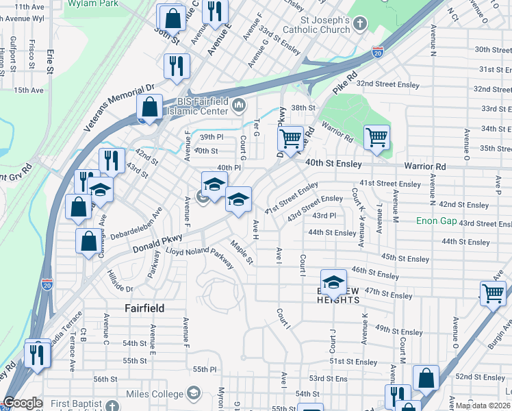 map of restaurants, bars, coffee shops, grocery stores, and more near 805 Valley Road in Fairfield