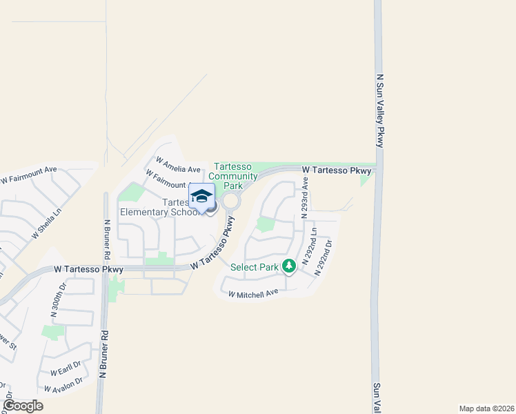 map of restaurants, bars, coffee shops, grocery stores, and more near 3906 North 294th Lane in Buckeye