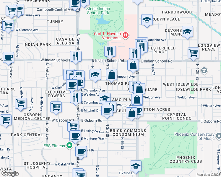 map of restaurants, bars, coffee shops, grocery stores, and more near 3826 North 3rd Street in Phoenix