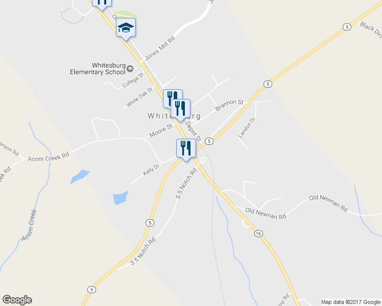 map of restaurants, bars, coffee shops, grocery stores, and more near 0 Georgia 5 in Whitesburg