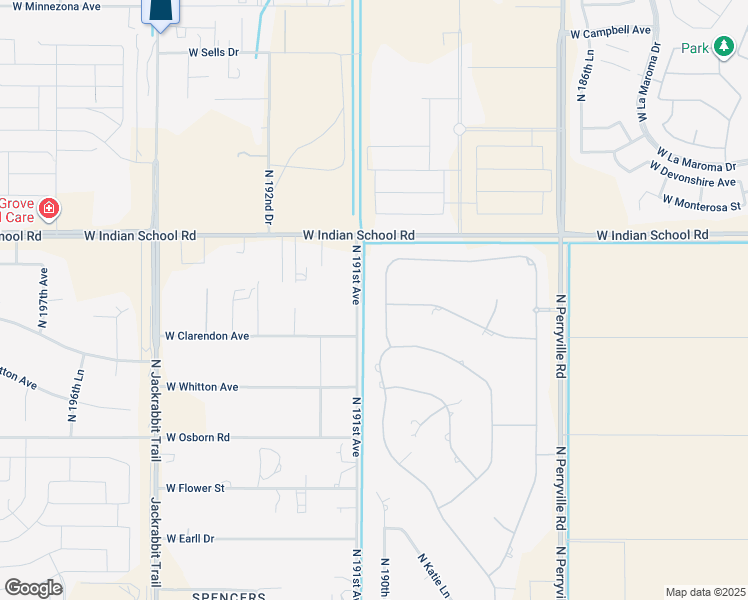 map of restaurants, bars, coffee shops, grocery stores, and more near 3906 North 191st Avenue in Litchfield Park