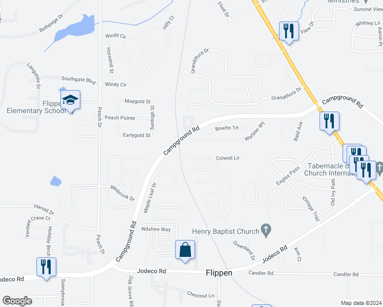map of restaurants, bars, coffee shops, grocery stores, and more near 234 Greenland Drive in McDonough
