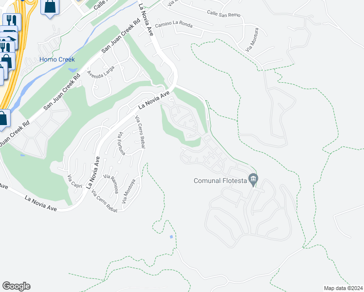 map of restaurants, bars, coffee shops, grocery stores, and more near 28202 Via Del Mar in San Juan Capistrano