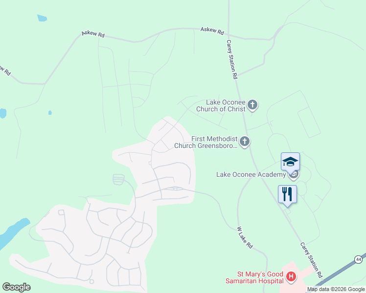 map of restaurants, bars, coffee shops, grocery stores, and more near 1110 Branch Creek Way in Greensboro