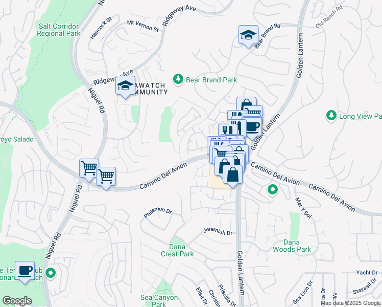 map of restaurants, bars, coffee shops, grocery stores, and more near 59 Costa Brava in Laguna Niguel