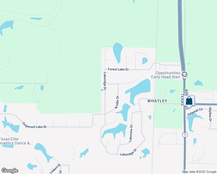 map of restaurants, bars, coffee shops, grocery stores, and more near 6702 Ridgecrest Place in Texarkana