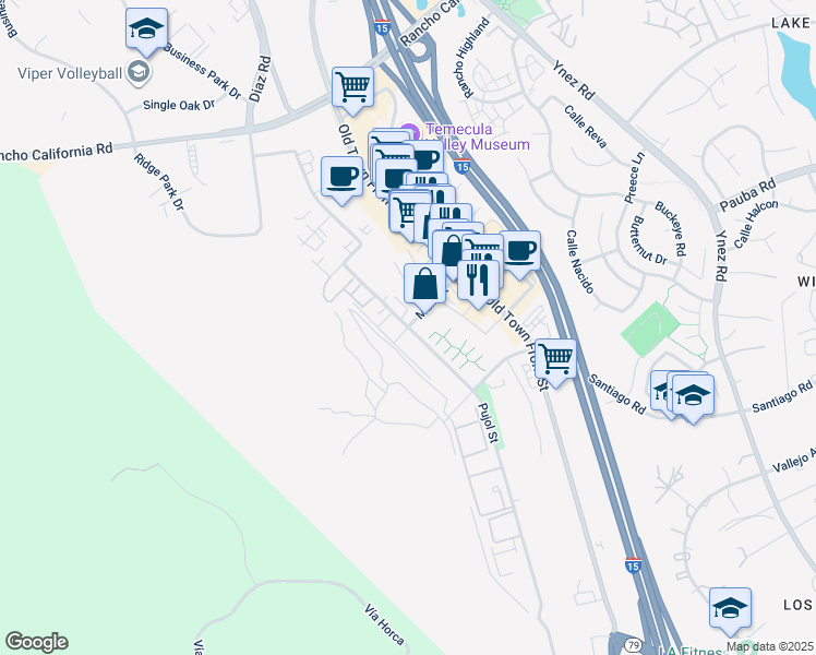 map of restaurants, bars, coffee shops, grocery stores, and more near in Temecula