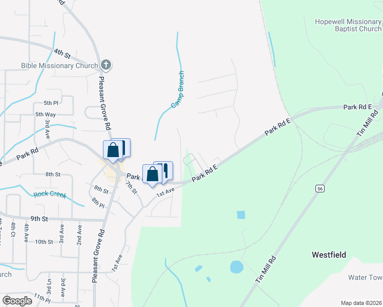 map of restaurants, bars, coffee shops, grocery stores, and more near 201 Brooke Lyn Terrace in Pleasant Grove