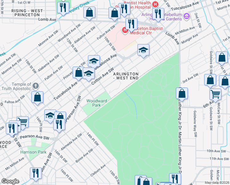 map of restaurants, bars, coffee shops, grocery stores, and more near 925 12th Street Southwest in Birmingham