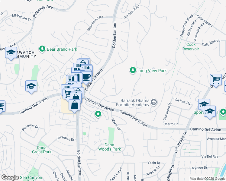 map of restaurants, bars, coffee shops, grocery stores, and more near 6 Cobblestone Ct in Laguna Niguel