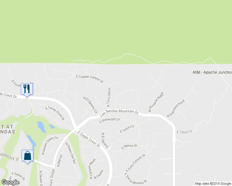 map of restaurants, bars, coffee shops, grocery stores, and more near 8034 East Vista Canyon Street in Mesa