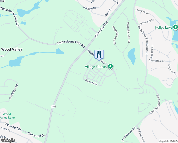 map of restaurants, bars, coffee shops, grocery stores, and more near 227 Coach Light Way Southwest in Aiken