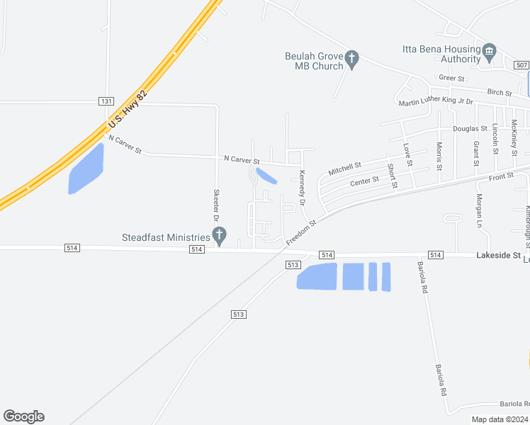 map of restaurants, bars, coffee shops, grocery stores, and more near 600 County Road 362 in Itta Bena