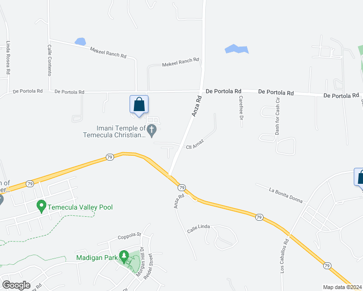 map of restaurants, bars, coffee shops, grocery stores, and more near Anza Rd & Cll Arnaz in Temecula