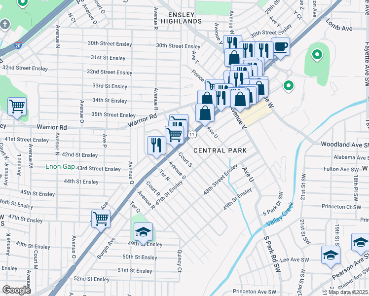 map of restaurants, bars, coffee shops, grocery stores, and more near 1937 Bessemer Rd in Birmingham