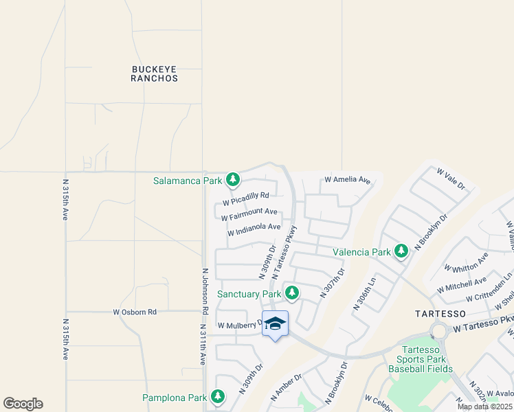 map of restaurants, bars, coffee shops, grocery stores, and more near 30948 West Fairmount Avenue in Buckeye