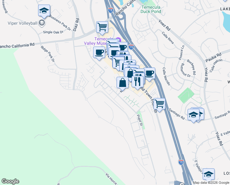 map of restaurants, bars, coffee shops, grocery stores, and more near in Temecula