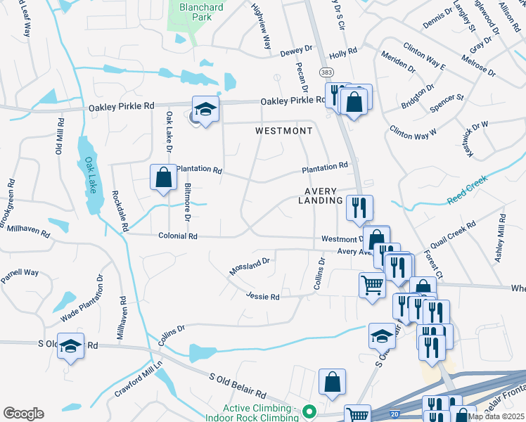 map of restaurants, bars, coffee shops, grocery stores, and more near 4523 Colonial Road in Martinez