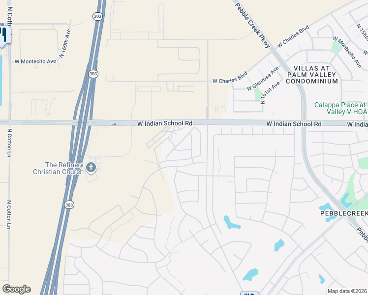 map of restaurants, bars, coffee shops, grocery stores, and more near 16368 West Amelia Drive in Goodyear