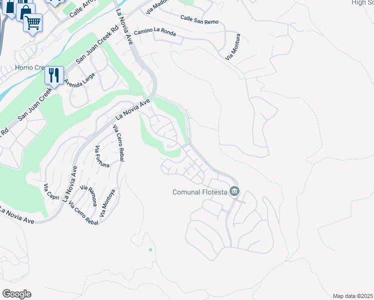 map of restaurants, bars, coffee shops, grocery stores, and more near 28151 Camino Del Rio in San Juan Capistrano