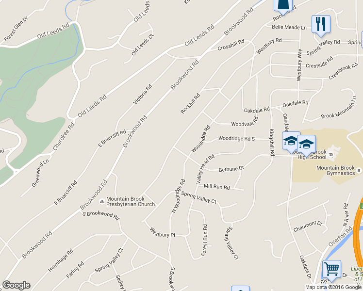 map of restaurants, bars, coffee shops, grocery stores, and more near 3429 Westbury Road in Birmingham