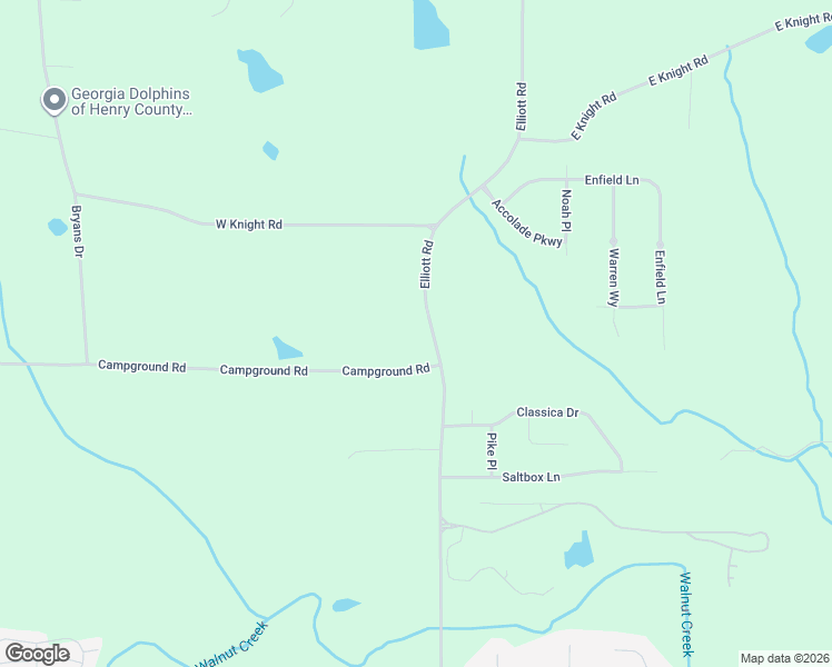 map of restaurants, bars, coffee shops, grocery stores, and more near 1693 Campground Road in McDonough