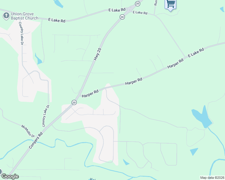 map of restaurants, bars, coffee shops, grocery stores, and more near 170 Harper Road in McDonough