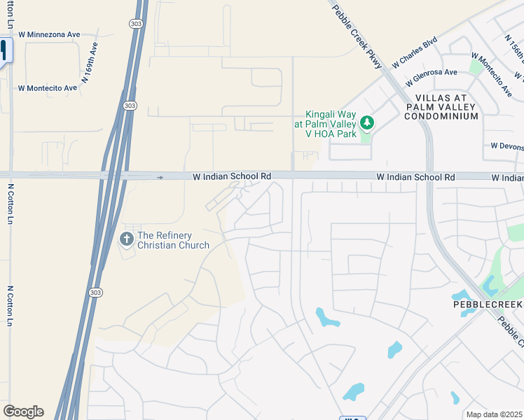 map of restaurants, bars, coffee shops, grocery stores, and more near 16368 West Amelia Drive in Goodyear