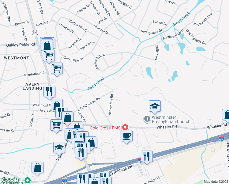 map of restaurants, bars, coffee shops, grocery stores, and more near 4350 Quail Creek Road in Martinez