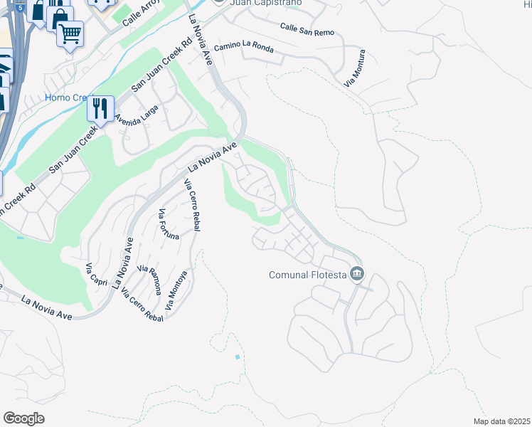 map of restaurants, bars, coffee shops, grocery stores, and more near 28062 Paseo Hacienda in San Juan Capistrano