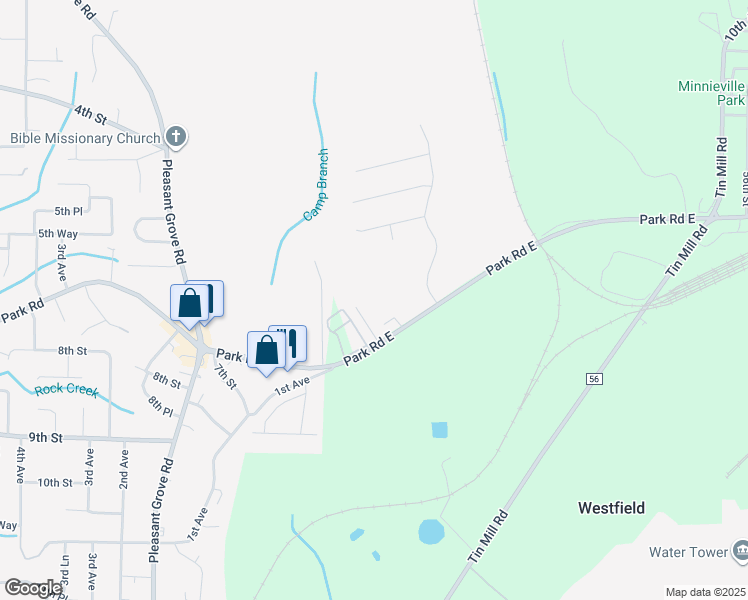 map of restaurants, bars, coffee shops, grocery stores, and more near 3380 Park Road East in Pleasant Grove