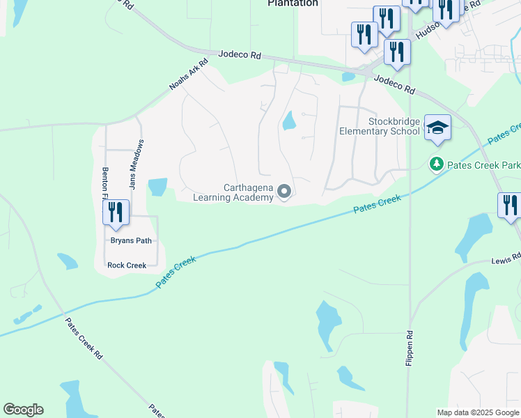 map of restaurants, bars, coffee shops, grocery stores, and more near 179 Summer Leigh Drive in Stockbridge