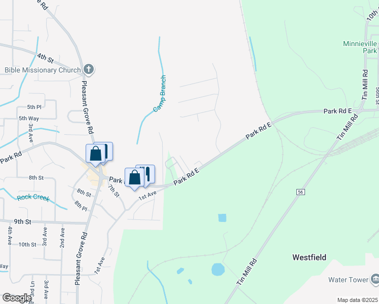 map of restaurants, bars, coffee shops, grocery stores, and more near 3380 Park Road in Pleasant Grove
