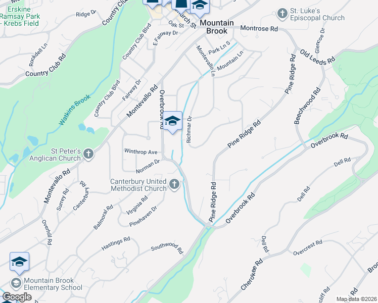 map of restaurants, bars, coffee shops, grocery stores, and more near 226 Richmar Drive in Birmingham