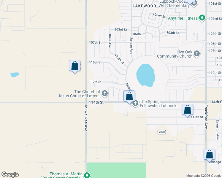 map of restaurants, bars, coffee shops, grocery stores, and more near 11204 Kirby Avenue. in Lubbock