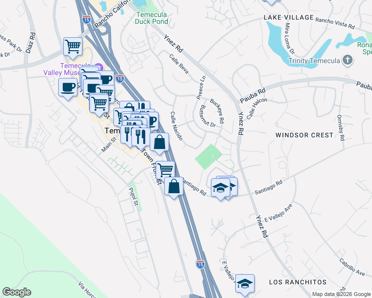 map of restaurants, bars, coffee shops, grocery stores, and more near 29560 Corte Copa in Temecula