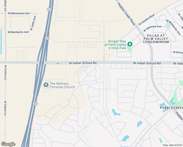 map of restaurants, bars, coffee shops, grocery stores, and more near 16368 West Amelia Drive in Goodyear