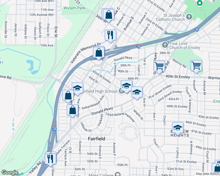 map of restaurants, bars, coffee shops, grocery stores, and more near 600 43rd Street in Fairfield
