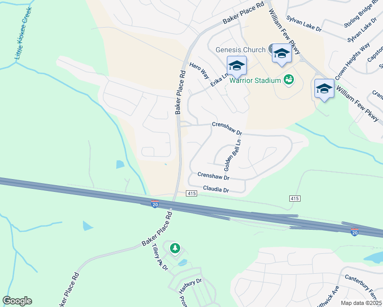 map of restaurants, bars, coffee shops, grocery stores, and more near 8820 Crenshaw Drive in Grovetown