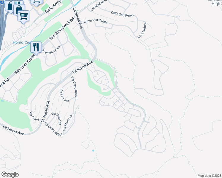 map of restaurants, bars, coffee shops, grocery stores, and more near 28153 Camino Del Rio in San Juan Capistrano