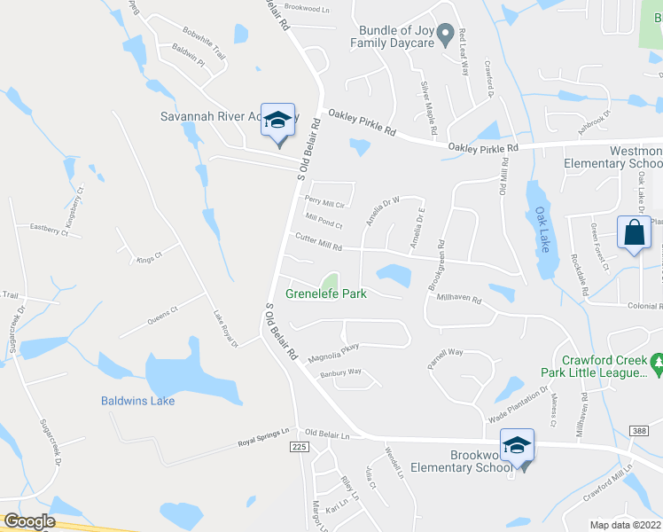 map of restaurants, bars, coffee shops, grocery stores, and more near 859 Tyler Parkway in Grovetown